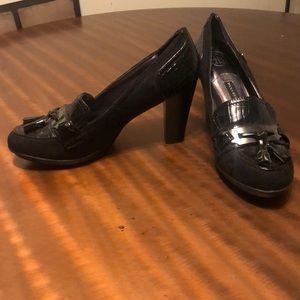 Black Penny Loafer Heels